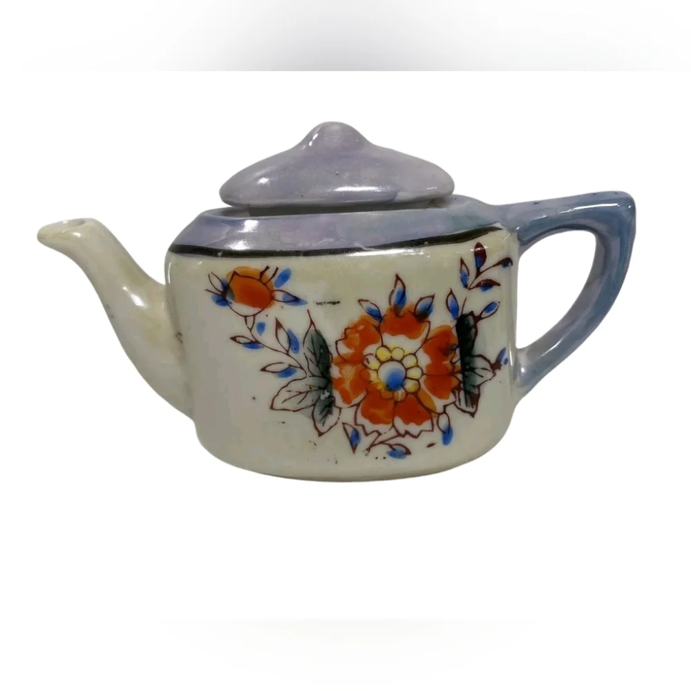 Vintage Japanese Tea Pot 4 pc Set Mini Lusterware Hand-painted